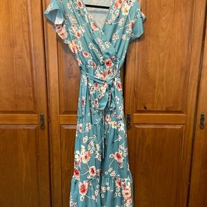 Floral Wrap Dress in‎ Teal